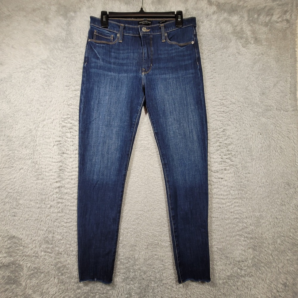 Banana Republic Mid Rise Skinny Jeans Womens 29 Reg Distressed Frayed Hem